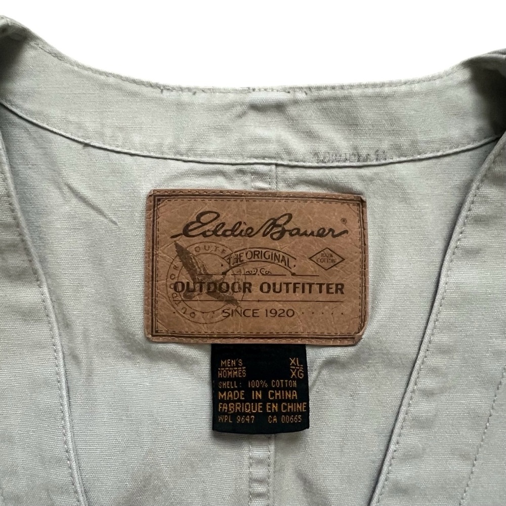 Eddie Bauer Men’s Khaki Tan Button Outdoor Vest with Pockets Size XL - Picture 2 of 7